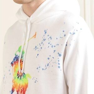Ralph Lauren White Hoodie with Multicolor Print NWOT